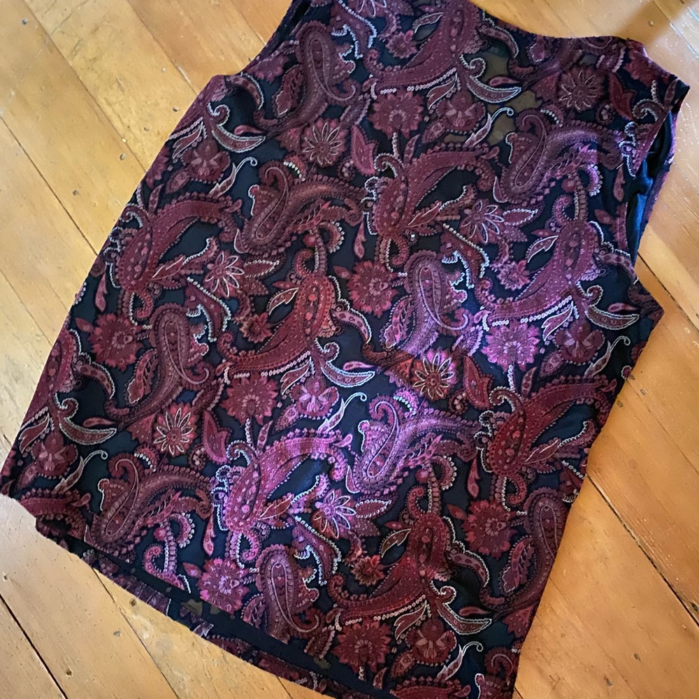 Vintage 90s Lane Bryant Red and Purple Paisley Wrap Style Blouse 18/20 - Picture 2 of 6